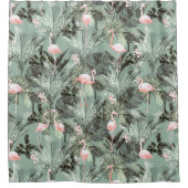 Flamingo Orchid Tropical Pattern Sage ID868 Douchegordijn (Voorkant)