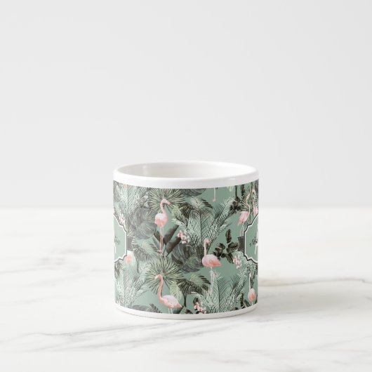 Flamingo Orchid Tropical Pattern Sage ID868 Espresso Kop (Voorkant)