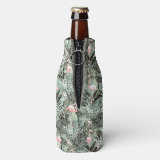 Flamingo Orchid Tropical Pattern Sage ID868 Flesjeskoeler (Fles Achterkant)