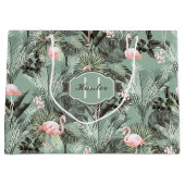 Flamingo Orchid Tropical Pattern Sage ID868 Groot Cadeauzakje (Voorkant)