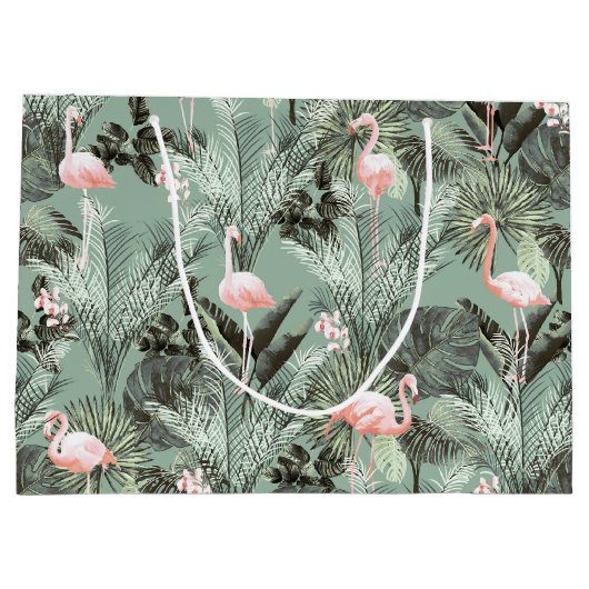 Flamingo Orchid Tropical Pattern Sage ID868 Groot Cadeauzakje (Achterkant)