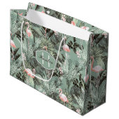 Flamingo Orchid Tropical Pattern Sage ID868 Groot Cadeauzakje (Voorkant Gekanteld)