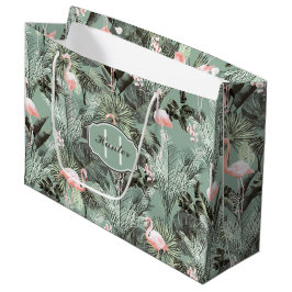 Flamingo Orchid Tropical Pattern Sage ID868 Groot Cadeauzakje
