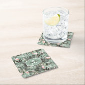 Flamingo Orchid Tropical Pattern Sage ID868 Kartonnen Onderzetters (Insitu)