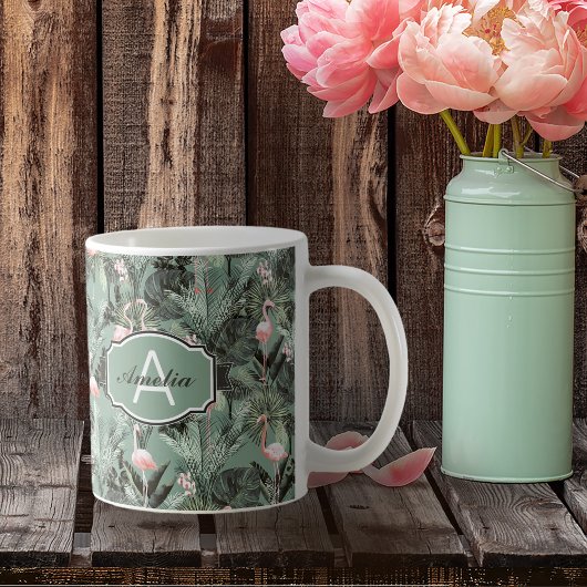 Flamingo Orchid Tropical Pattern Sage ID868 Koffiemok