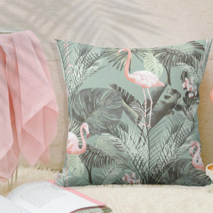 Flamingo Orchid Tropical Pattern Sage ID868 Kussen