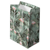 Flamingo Orchid Tropical Pattern Sage ID868 Medium Cadeauzakje (Achterkant Gekanteld)