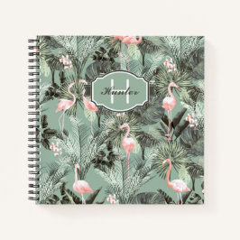 Flamingo Orchid Tropical Pattern Sage ID868 Notitieboek