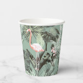 Flamingo Orchid Tropical Pattern Sage ID868 Papieren Bekers (Achterkant)