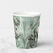 Flamingo Orchid Tropical Pattern Sage ID868 Papieren Bekers (Rechts)