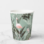 Flamingo Orchid Tropical Pattern Sage ID868 Papieren Bekers (Voorkant)