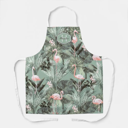 Flamingo Orchid Tropical Pattern Sage ID868 Schort (Voorkant)