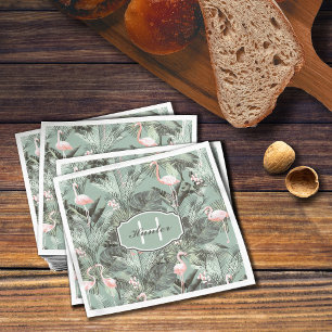 Flamingo Orchid Tropical Pattern Sage ID868 Servet