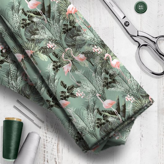 Flamingo Orchid Tropical Pattern Sage ID868 Stof