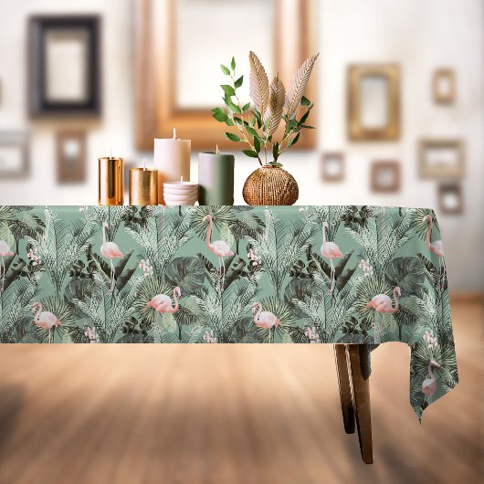 Flamingo Orchid Tropical Pattern Sage ID868 Tafelkleed