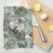 Flamingo Orchid Tropical Pattern Sage ID868 Theedoek (Quarter Fold)