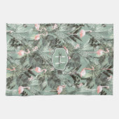 Flamingo Orchid Tropical Pattern Sage ID868 Theedoek (Horizontaal)