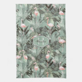 Flamingo Orchid Tropical Pattern Sage ID868 Theedoek (Verticaal)