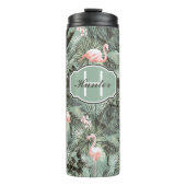 Flamingo Orchid Tropical Pattern Sage ID868 Thermosbeker (Voorkant)