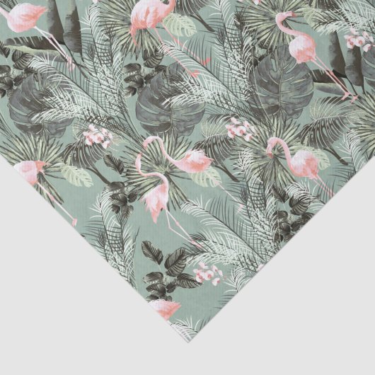 Flamingo Orchid Tropical Pattern Sage ID868 Tissuepapier (Detail)