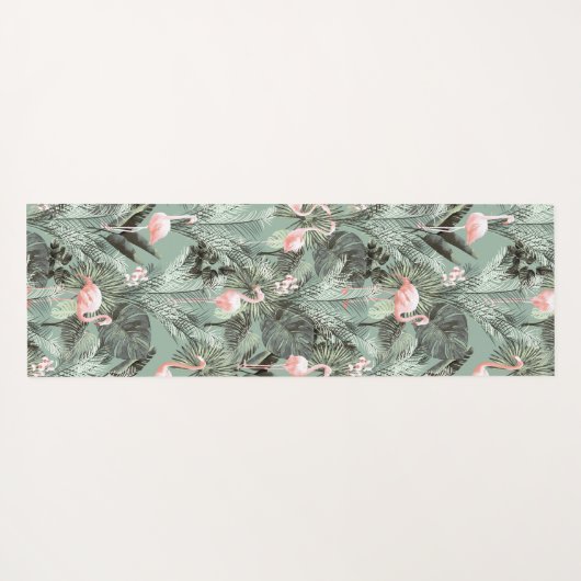 Flamingo Orchid Tropical Pattern Sage ID868 Yogamat (Achterkant (horizontaal))