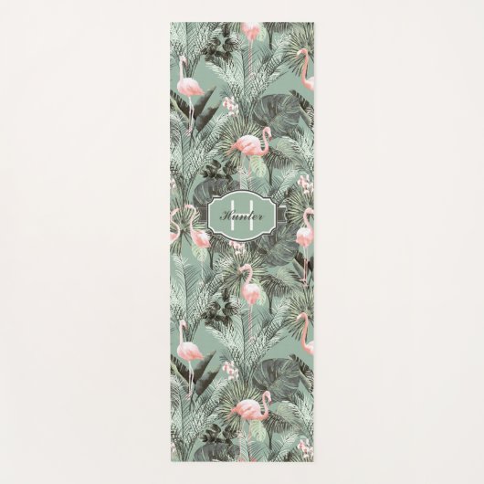 Flamingo Orchid Tropical Pattern Sage ID868 Yogamat (Voorkant)