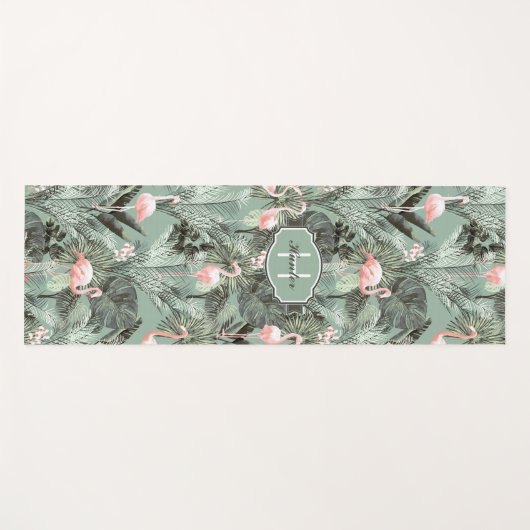 Flamingo Orchid Tropical Pattern Sage ID868 Yogamat (Voorkant (horizontaal))