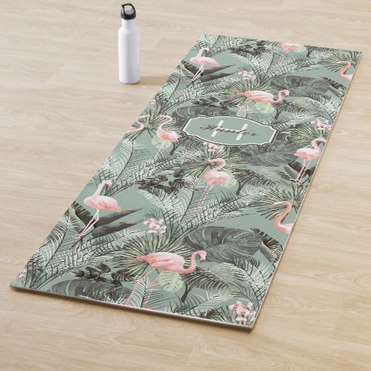 Flamingo Orchid Tropical Pattern Sage ID868 Yogamat (In situ)