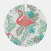 Flamingo, orchidee: romantisch patroon. glas ornament (Achterkant)