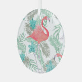 Flamingo, orchidee: romantisch  patroon. glas ornament (Voorkant links)