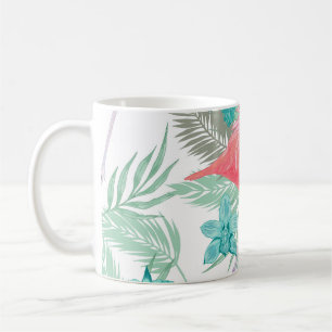 Flamingo, orchidee: romantisch  patroon. koffiemok