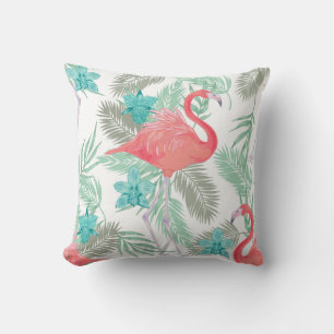 Flamingo, orchidee: romantisch patroon. kussen