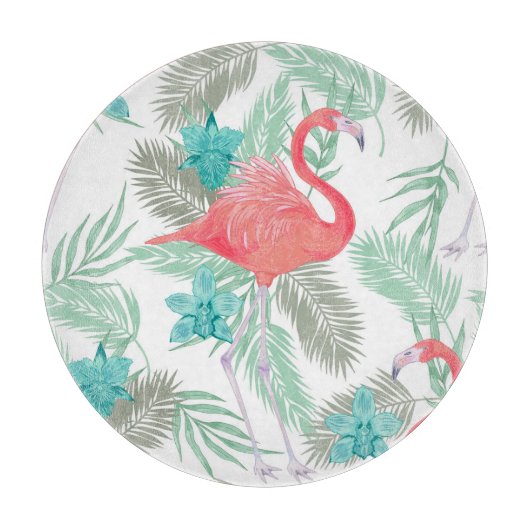 Flamingo, orchidee: romantisch patroon. snijplank (Voorkant)