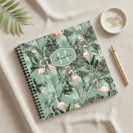 Flamingo Orchidee Tropisch Patroon Sage ID868 Notitieboek