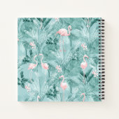 Flamingo Orchidee Tropisch Patroon Turquoise ID868 Notitieboek (Achterkant)