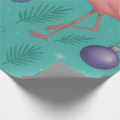 Flamingo Ornament Holiday Cadeaupapier (Hoek)
