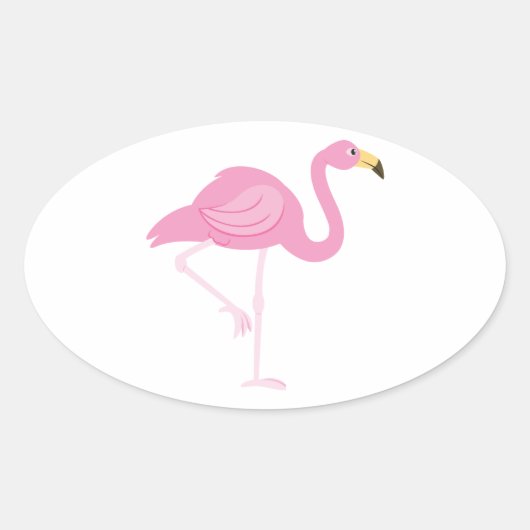 Flamingo Ovale Sticker (Voorkant)