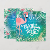 flamingo over tropisch blauw ontwerp kaart (Voorkant / Achterkant)