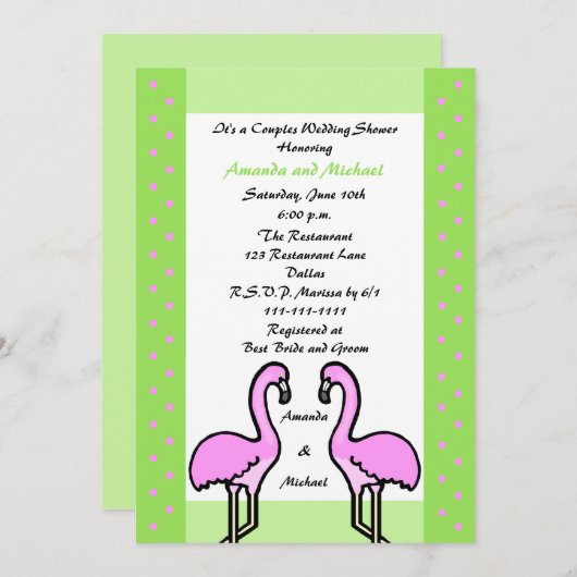 Flamingo paar koppels bruiloft douche uitnodiging (Voorkant / Achterkant)
