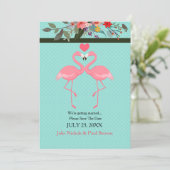 Flamingo Paar Uitnodiging (Staand voorkant)