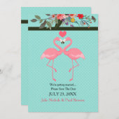 Flamingo Paar Uitnodiging (Voorkant / Achterkant)