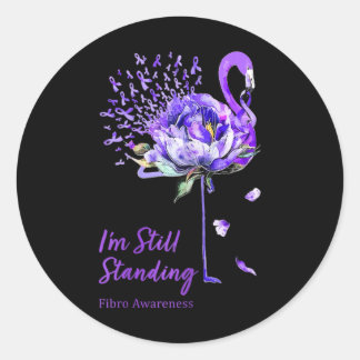 Flamingo Paarse lint Fibro Fibromyalgie Awarenes Ronde Sticker