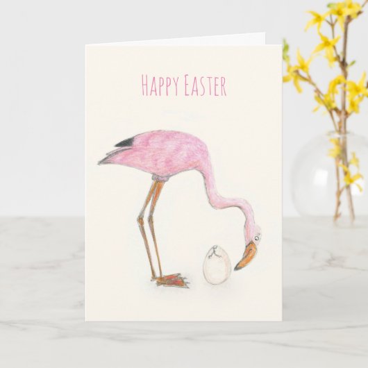 Flamingo Paaskaart Kaart (Gele Bloem)