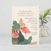 Flamingo pair repetitie diner uitnodiging (Staand voorkant)