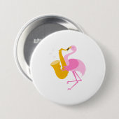 Flamingo Palling Saxophone Saxophonist Funn Ronde Button 7,6 Cm (Voorkant /achterkant)