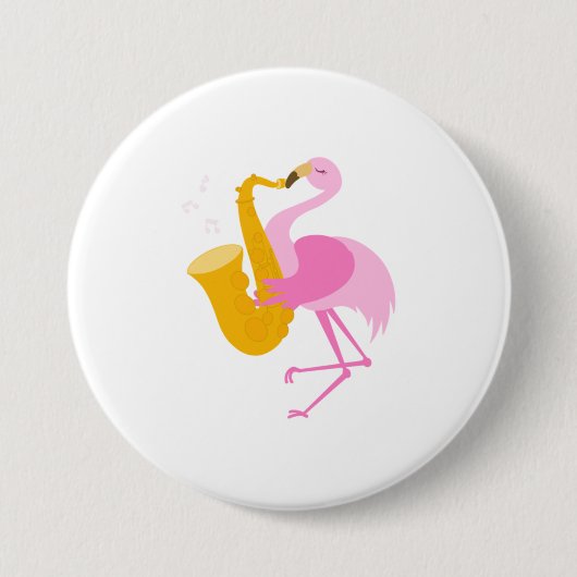Flamingo Palling Saxophone Saxophonist Funn Ronde Button 7,6 Cm (Voorkant)