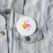 Flamingo Palling Saxophone Saxophonist Funn Ronde Button 7,6 Cm (In situ)