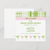 Flamingo & Palm Garden Party Invitation Kaart (Voorkant / Achterkant)