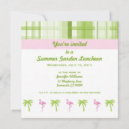 Flamingo & Palm Garden Party Invitation Kaart