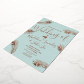 Flamingo Palm Leaf Folie geperste bruiloft Folie Feestdagenkaart (Gedraaid)